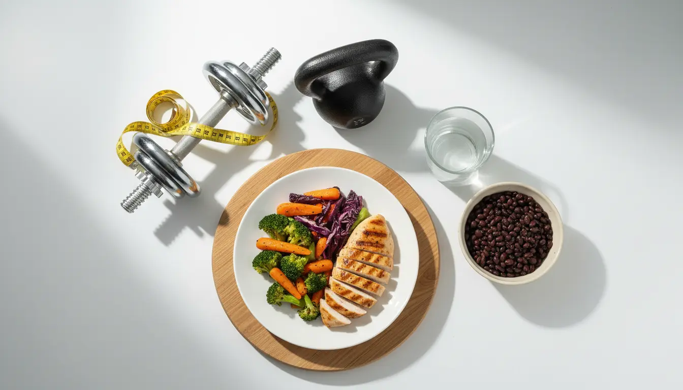 fitnessfloor-blog352960 Fitnessstudio-Mahlzeit nach dem Training mit Hühnchen und Gemüse.