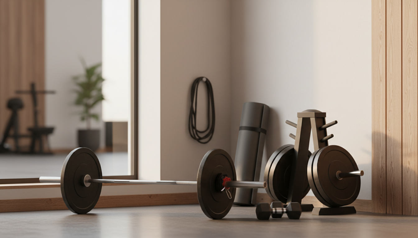 fitnessfloor-blog474808 Fitnessstudio-Setup im Innenraum: Hanteln, Barbell und Gewichte