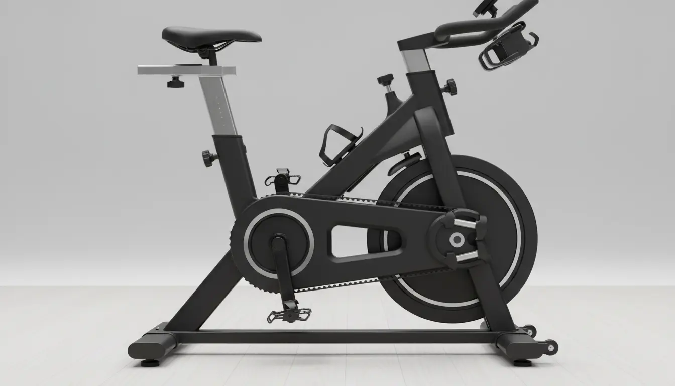Fitnessstudio: Modernes Ergometer-Fahrrad im Trainingsraum.