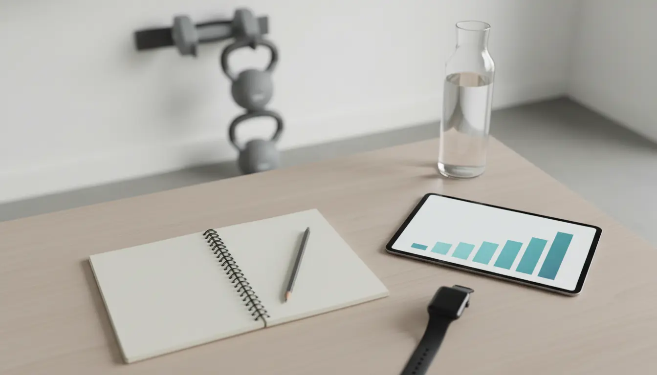 fitnessfloor-blog538599: Arbeitsplatz im Fitnessstudio mit Tablet.