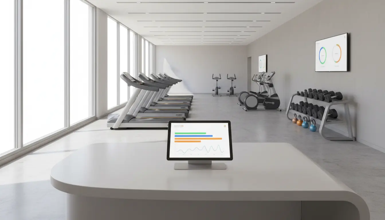 fitnessfloor-blog842507 Fitnessstudio in München mit Laufbändern, Hanteln und Gewichten.