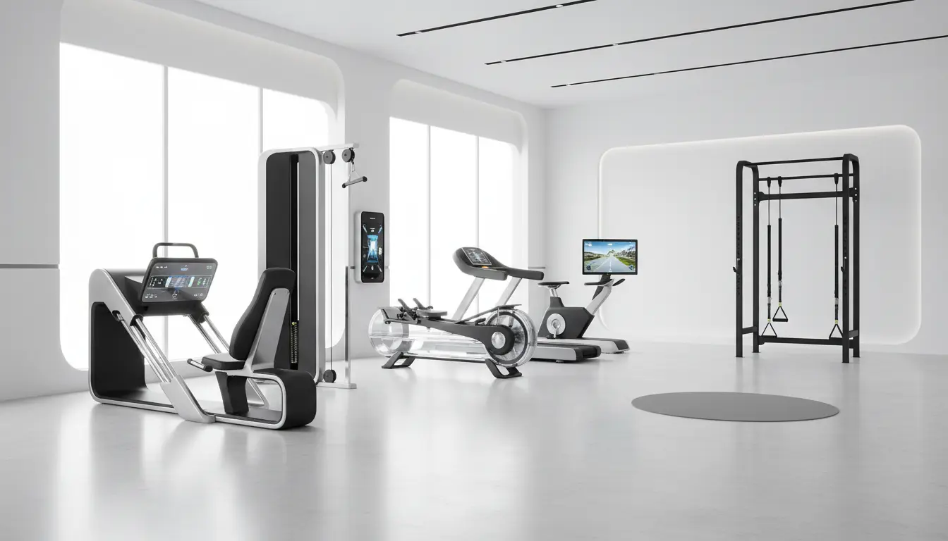 fitnessfloor-blog115393 Modernes Fitnessstudio mit Cardio- und Kraftgeräten.