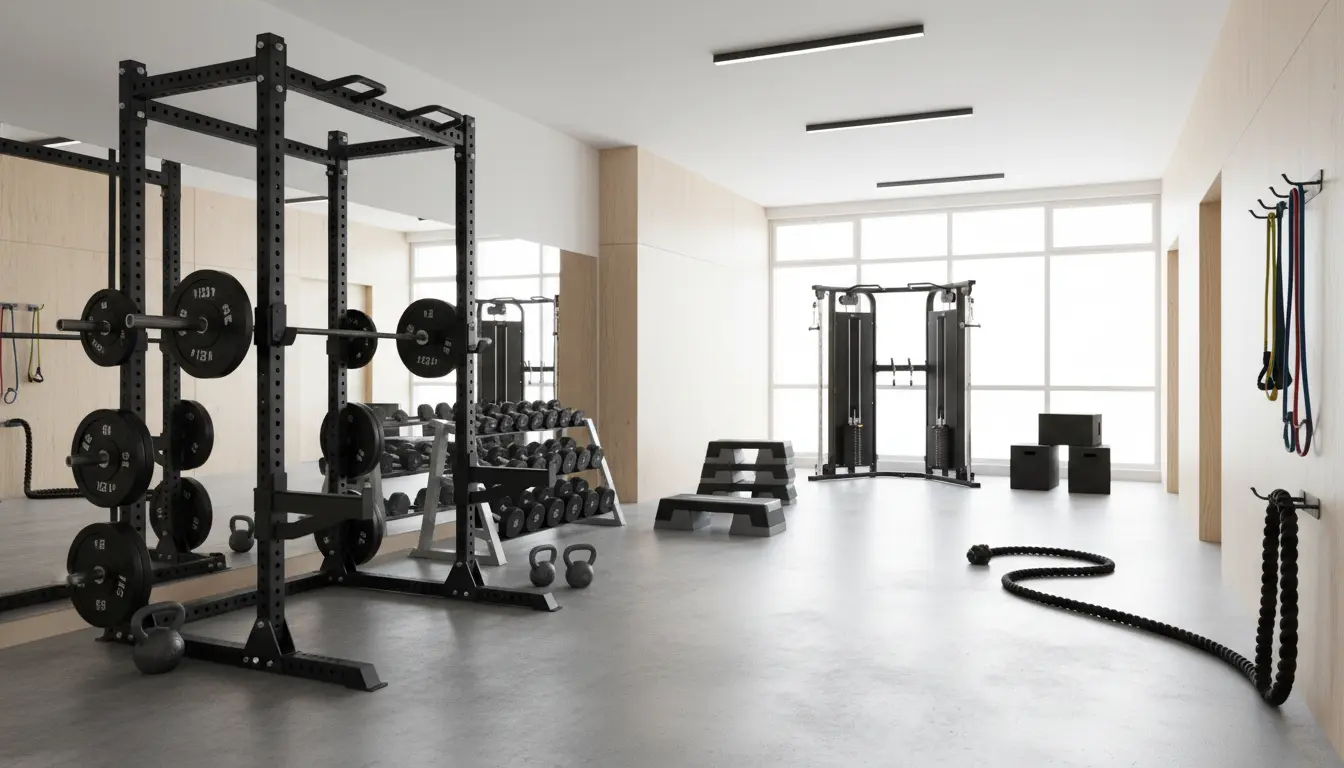 Fitnessstudio in München mit Gewichten und Kettlebells