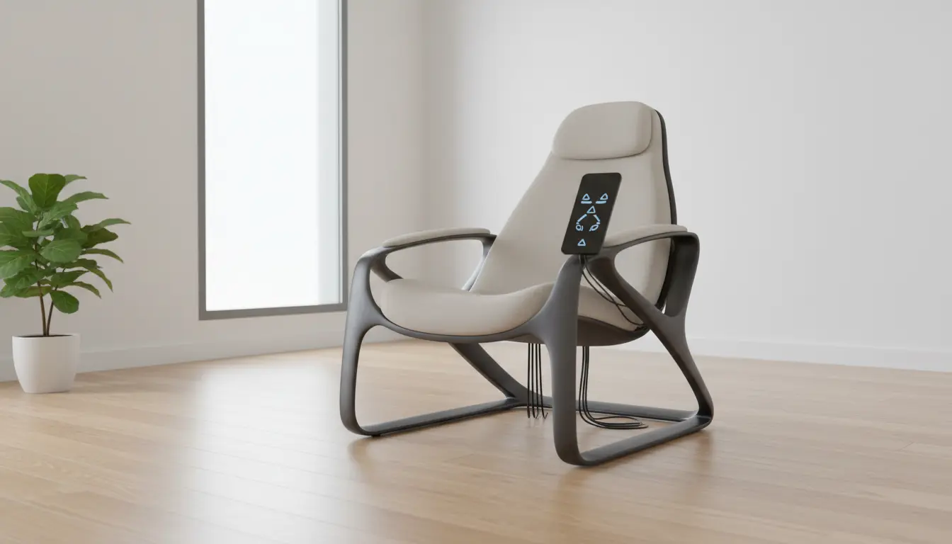 fitnessfloor-blog467412 Moderner Lounge-Sessel mit Touchscreen im hellen Raum.