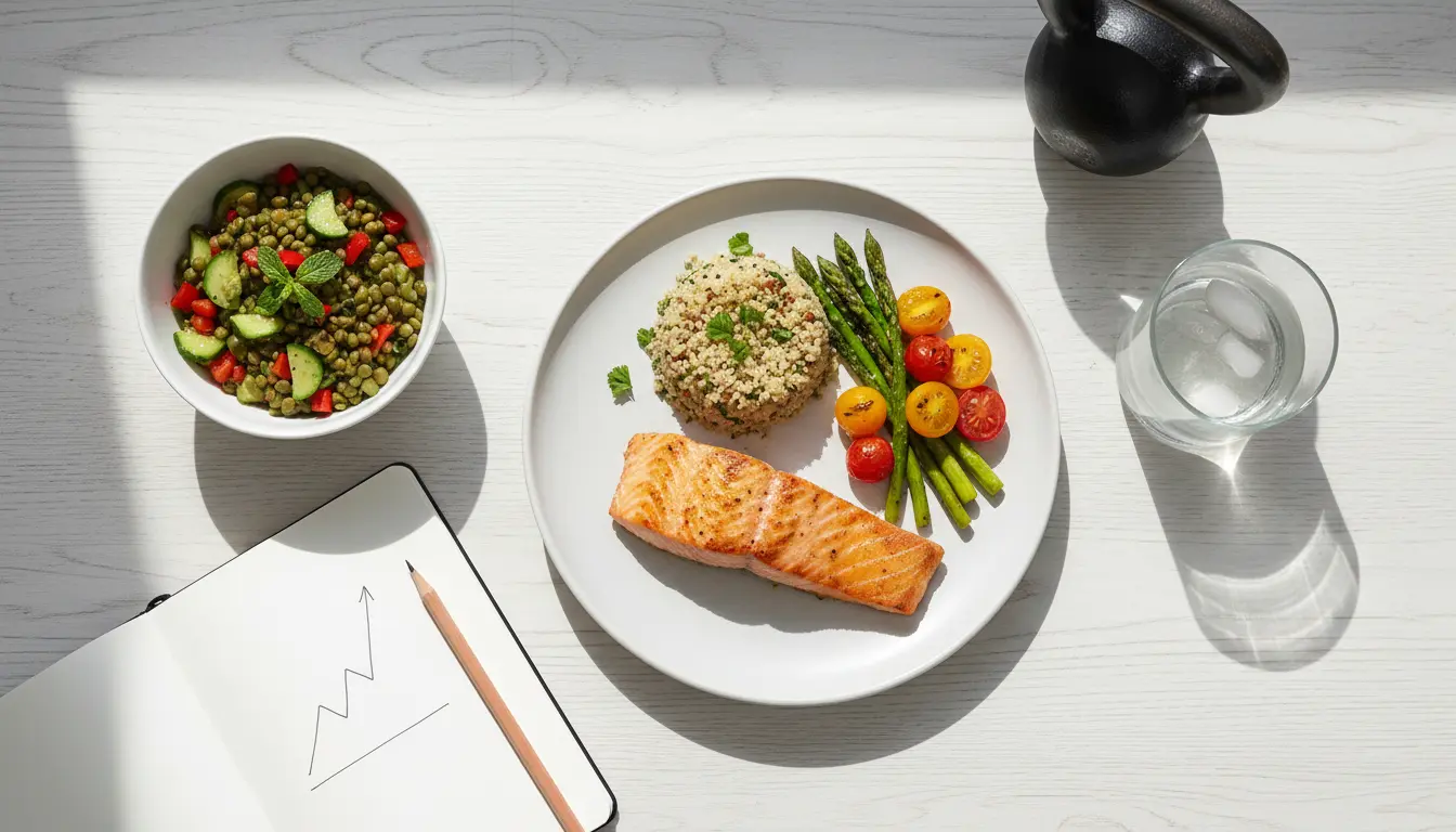 fitnessfloor-blog26013 Gesunde Mahlzeit mit Lachs, Quinoa und Gemüse